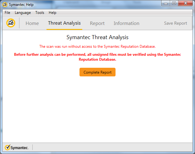 Threat Analysis scan complete offline